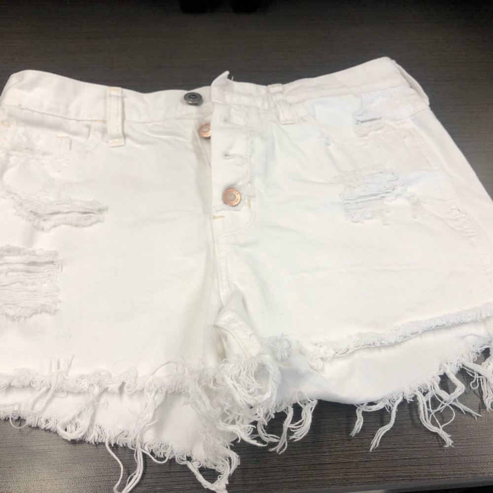 Hollister distressed short short high rise shorts sz 5 good used condition